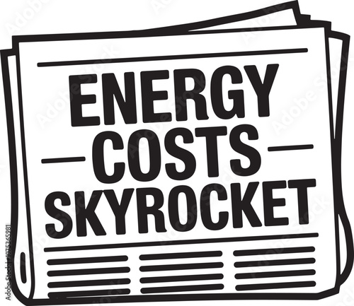 Energy Costs Newspaper Vector Illustration Graphic