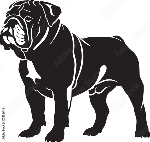 English Bulldog Standing Stylized Silhouette Vector Illustration Graphic