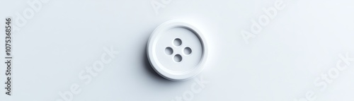 White button with four holes on a soft white backdrop