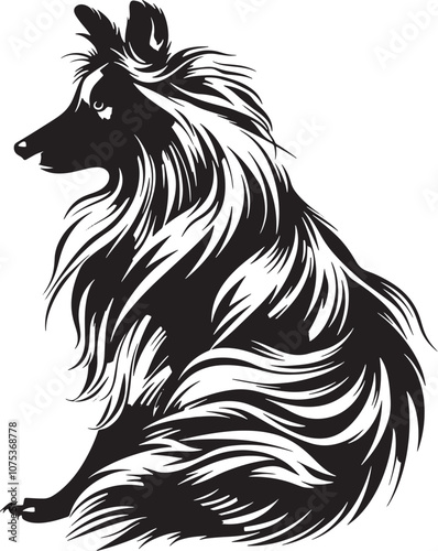 Shetland Sheepdog Stylized Silhouette Vector Illustration Graphic