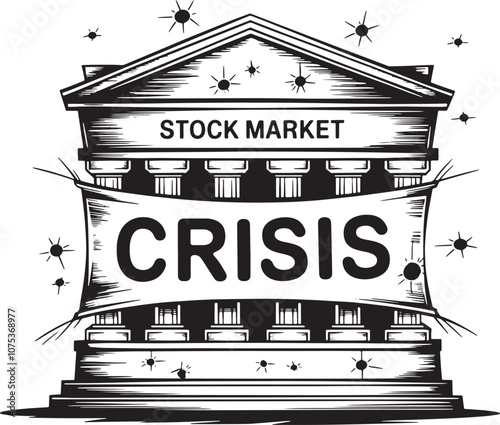 Stock Market Crisis Stylized Vector Illustration Graphic