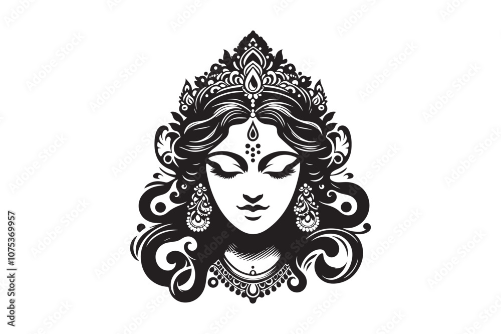 Maa Saraswati silhouette, Maa Saraswati silhouette vector Maa Saraswati silhouette, Maa Saraswati silhouette vector