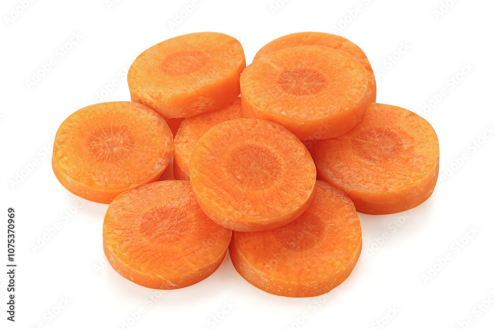 Carrot sliced into rings isolated on white background. Clipping path. Close-up.. Carrot sliced into rings isolated on white background. Clipping path. Close-up..