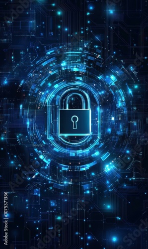 Futuristic Digital Lock: A Visual Representation of Modern Cybersecurity Technology