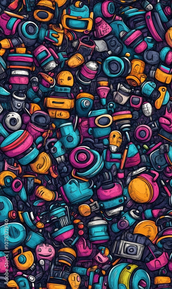 Obraz premium Vibrant Collection of Colorful Objects in an Artistic Arrangement