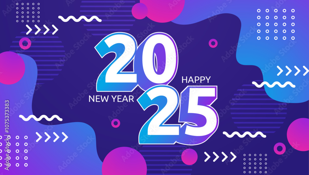 Blue Pink And White Elegant 2025 New Year Event Design Background