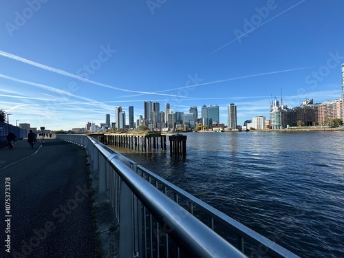 Canary Wharf, London Skyscrapper View From Thames River photo