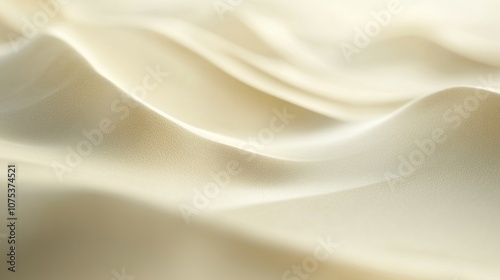 Smooth beige fabric texture with soft waves and delicate shadow effects in abstract form