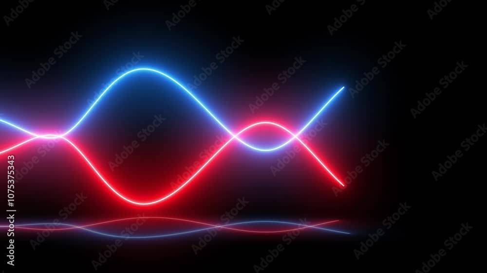 Two sine waves Glowing neon Animation on Black Background Stock Video ...