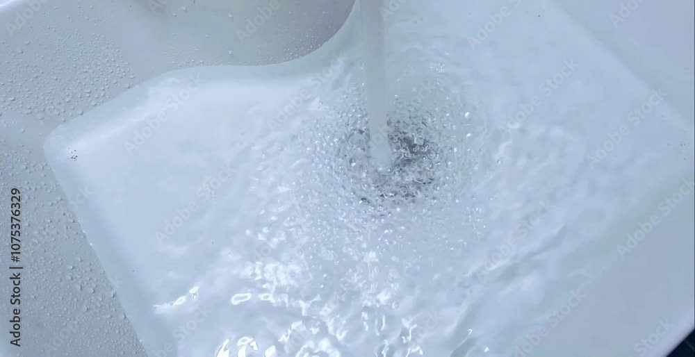 Water Flowing into the Sink Creating Bubbles and Droplets Water Flowing into the Sink Creating Bubbles and Droplets