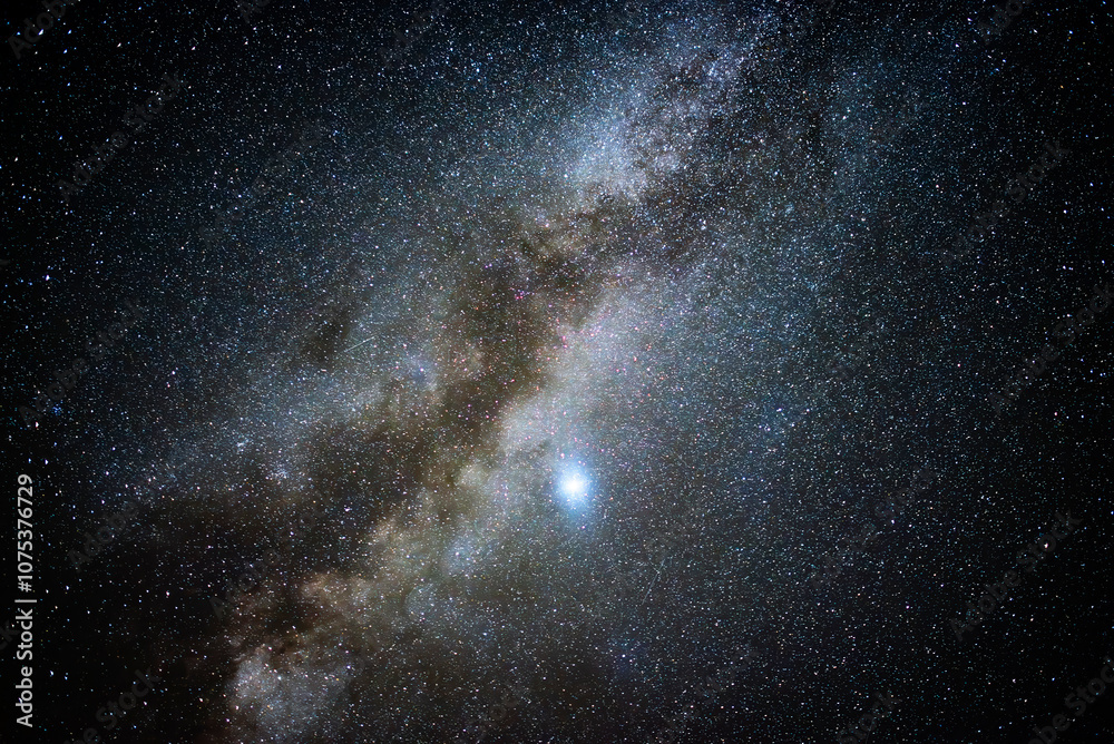 Milky Way Galaxy. Starry sky. Night scape with beautiful starry sky