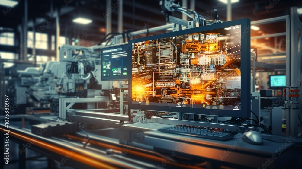 Fototapeta premium A photo of an industrial IoT system in a manufacturing