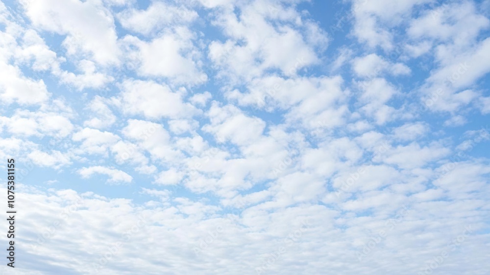 A blanket of white clouds covers the bright blue sky., soft focus, cloud formations A blanket of white clouds covers the bright blue sky., soft focus, cloud formations