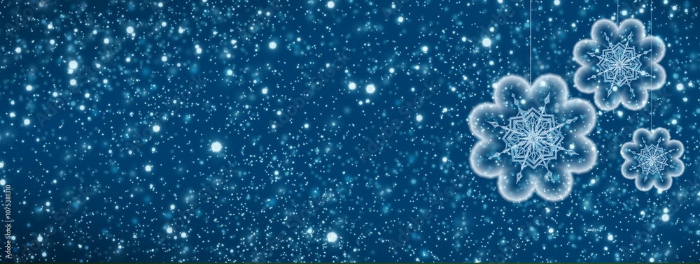 Naklejka premium Winter Christmas background with white falling Snow .