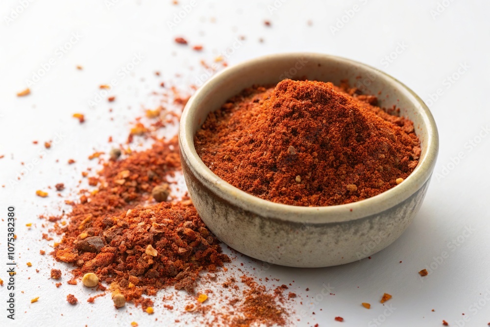 Berbere spice blend in a small ceramic bowl, food spice, red spice mix, berbere spice Berbere spice blend in a small ceramic bowl, food spice, red spice mix, berbere spice