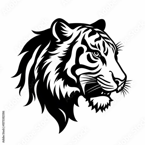 Wallpaper Mural tiger logo design in black end white monochrome style Torontodigital.ca