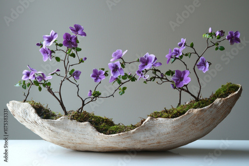 Aubrieta, Minimalist Ikebana style, unique Minimalist style photo