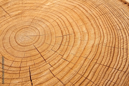 Close-up of warm wood grain texture featuring prominent growth rings and fine ring widths, texture photography, wood pattern, close-up