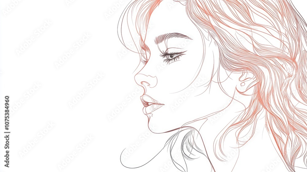 Line art illustration depicting a woman s portrait Line art illustration depicting a woman s portrait