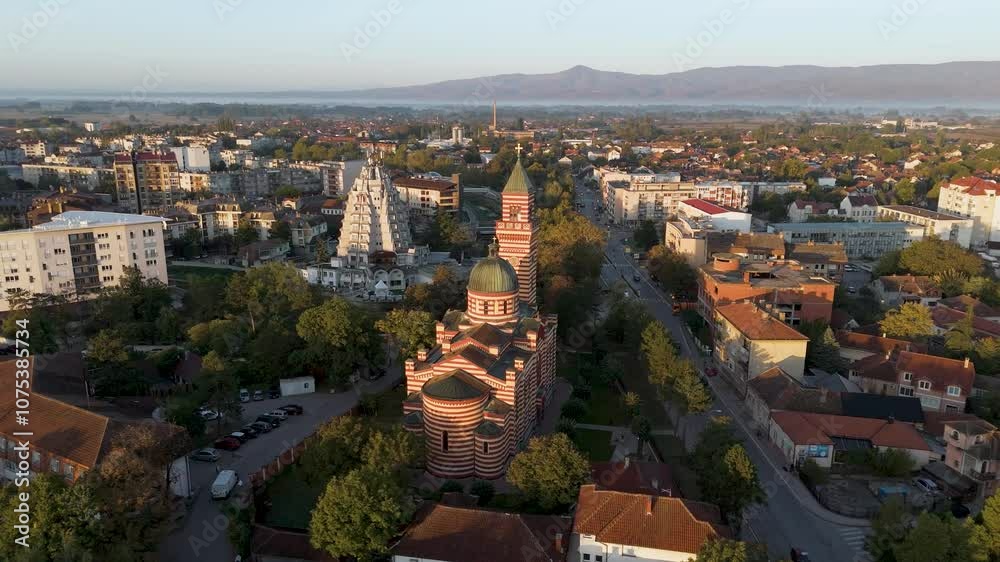 Aerial view of the Church of Holy Trinity (Crkva Svete Trojice) in Paracin, Serbia Aerial view of the Church of Holy Trinity (Crkva Svete Trojice) in Paracin, Serbia