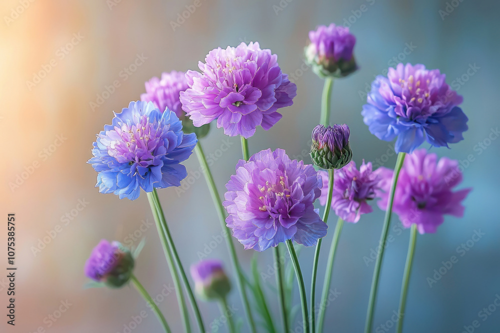 Fototapeta premium Scabiosa, Minimalist Ikebana style, unique Minimalist style