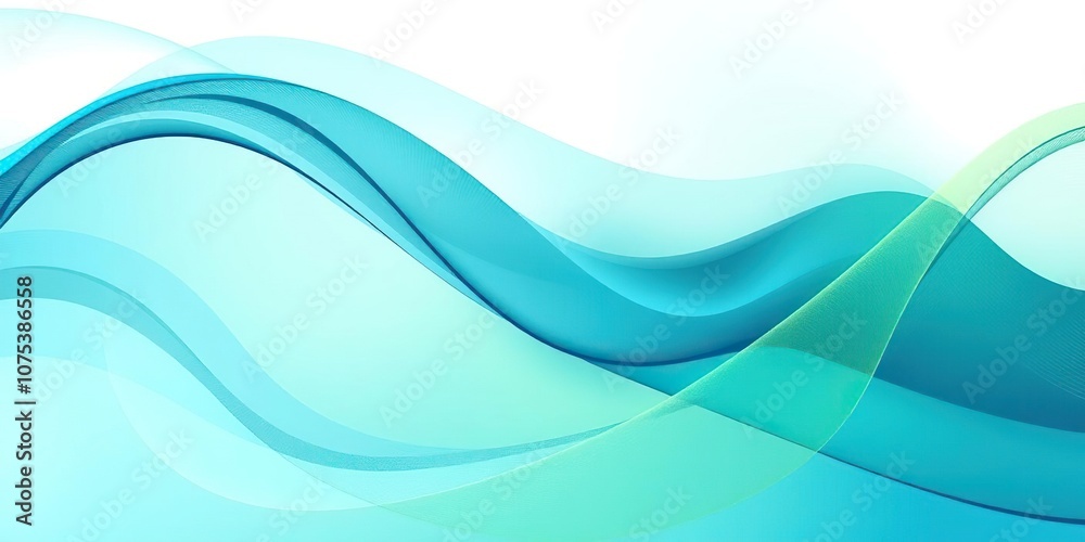 Wavy business line abstract design with varying shades of blue and green, contemporary design, abstract design, wave motif