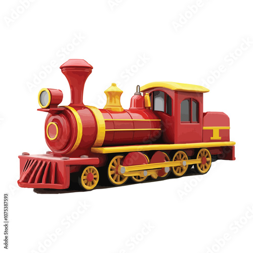 3D model of a red and yellow train engine
