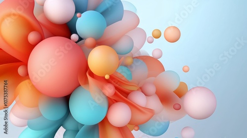 Wallpaper Mural Colorful abstract composition with overlapping spheres and shapes on a light background Torontodigital.ca