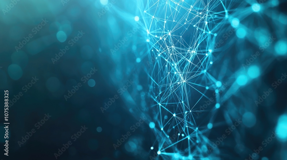 Line art illustration depicting the network connection structure of points and lines highlighting data technology in a digital background with a 3D effect Line art illustration depicting the network connection structure of points and lines highlighting data technology in a digital background with a 3D effect
