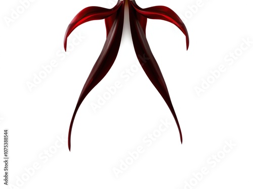 A dramatic deep red perianth in the shape of an inverted teardrop forms a mourning arch around a white center, funeral arch, deep red flower