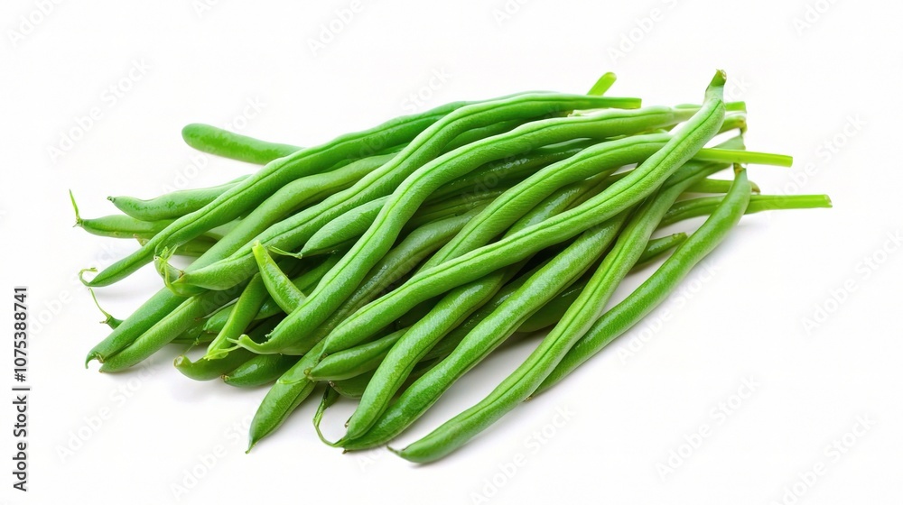 Fresh Bunch of Green Beans Isolated on a White Background for Culinary, Nutritional, and Organic Food Related Projects and Designs Fresh Bunch of Green Beans Isolated on a White Background for Culinary, Nutritional, and Organic Food Related Projects and Designs