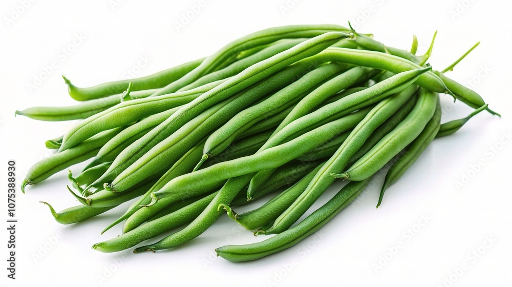 Fresh Green Beans Isolated on White Background for Culinary, Organic or Healthy Lifestyle Themes, Perfect for Stock Photography and Food Related Content Fresh Green Beans Isolated on White Background for Culinary, Organic or Healthy Lifestyle Themes, Perfect for Stock Photography and Food Related Content