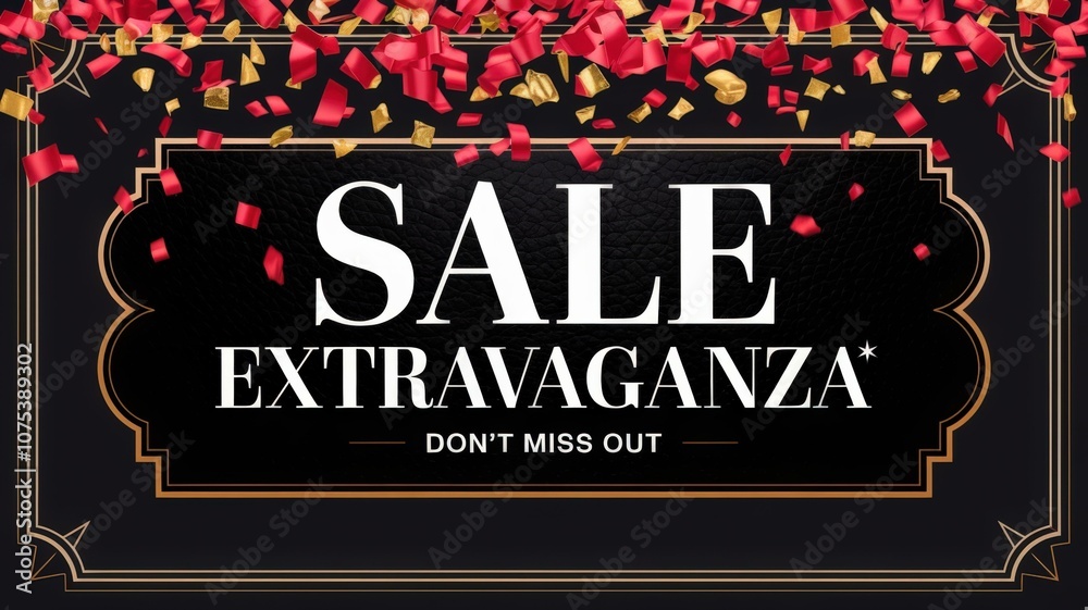 Fototapeta premium Elegant Black Friday Sale Banner Red Gold Confetti - Holiday Shopping Promotion Graphic Christmas New Year's Eve Events