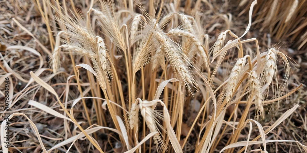 Barley plants in a dry and weathered state on the ground after harvest, harvest, barley Barley plants in a dry and weathered state on the ground after harvest, harvest, barley