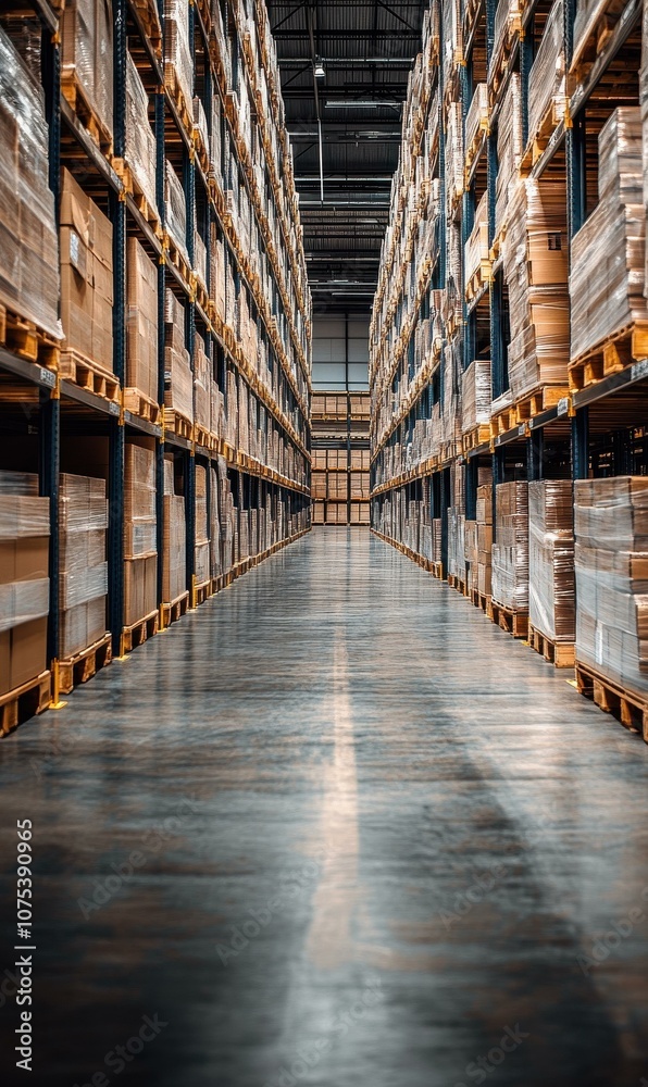 Fototapeta premium Optimized Warehouse Space: Efficient Storage and Logistics Solutions for Modern Industry