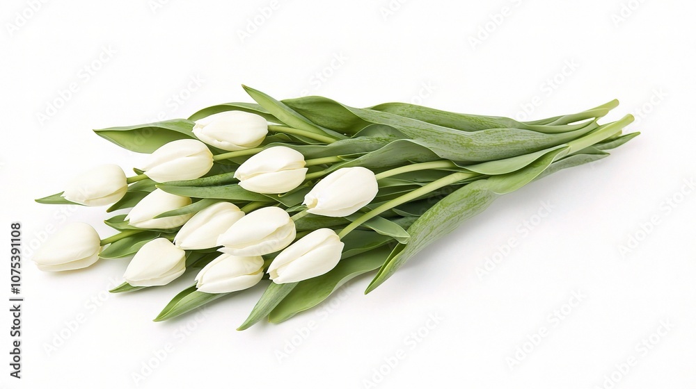 Elegant Bunch of White Tulips Isolated on a Pure White Background, Perfect for Celebrations, Anniversaries, or Floral Arrangements in Artistic Displays Elegant Bunch of White Tulips Isolated on a Pure White Background, Perfect for Celebrations, Anniversaries, or Floral Arrangements in Artistic Displays