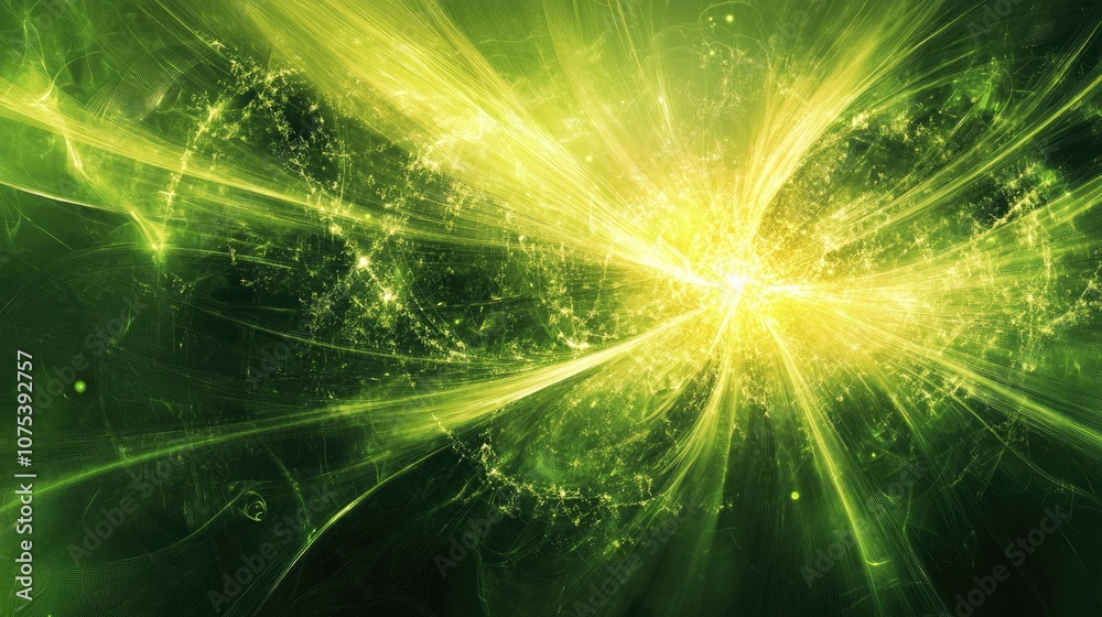 Abstract green background with a line art illustration featuring a fractal explosion star enhanced with glossy elements and dynamic lines Abstract green background with a line art illustration featuring a fractal explosion star enhanced with glossy elements and dynamic lines