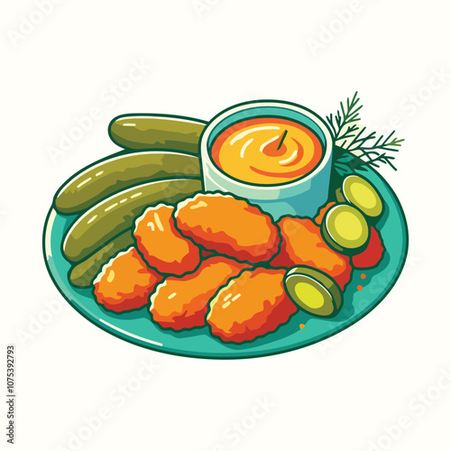 A flat illustration of a Fried Pickles.