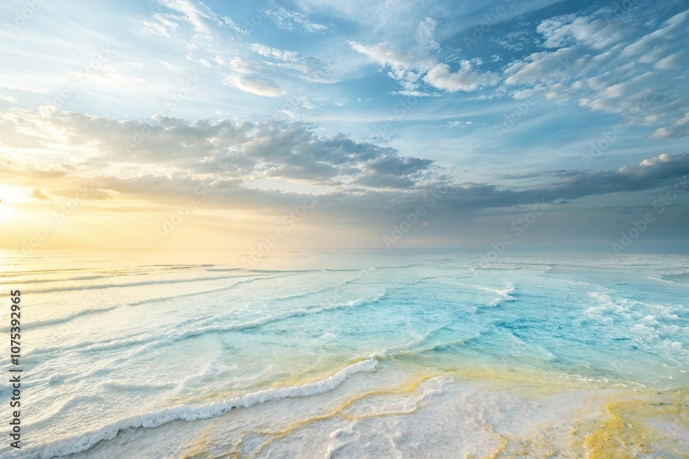 Fototapeta premium Ethereal abstract background with soft blue shades and subtle yellow undertones, calmness, gentle lighting, subtle glow, abstract, tranquility