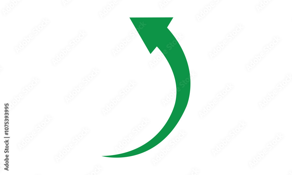 Green arrow icon. Green arrow icon isolated on transparent background. Flat style arrow symbol for website, logo,app, ui and design. Curved arrow icon png.
