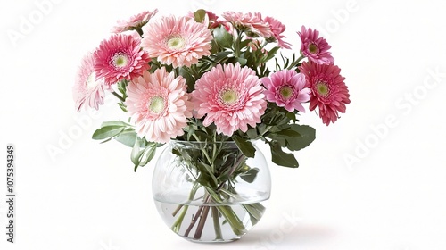 Wallpaper Mural Elegant Glass Vase with Fresh Pink and White Flowers Displayed Isolated on a Light Background, Perfect for Celebrating Beauty and Nature in Home Decor Torontodigital.ca