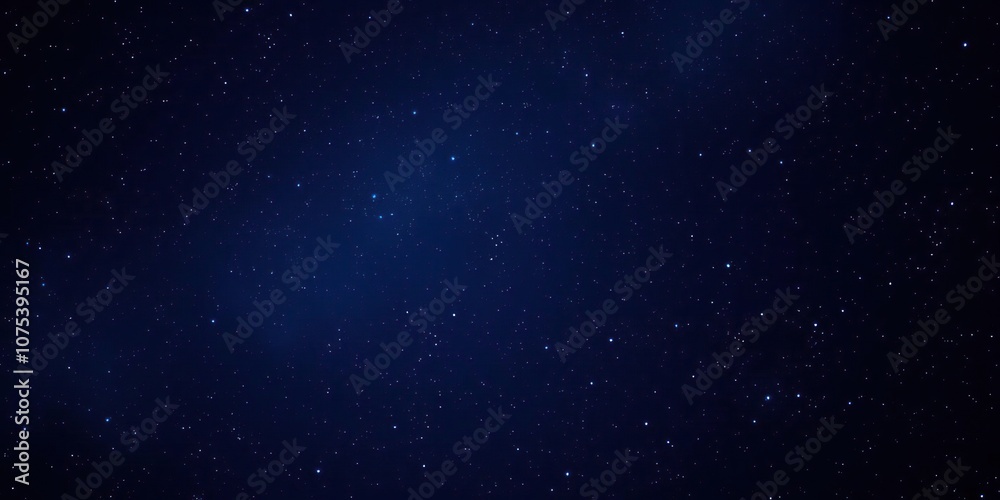 Fototapeta premium Cosmic night sky with glowing particles scattered across a dark blue background, night vision, dark blue sky, stellar