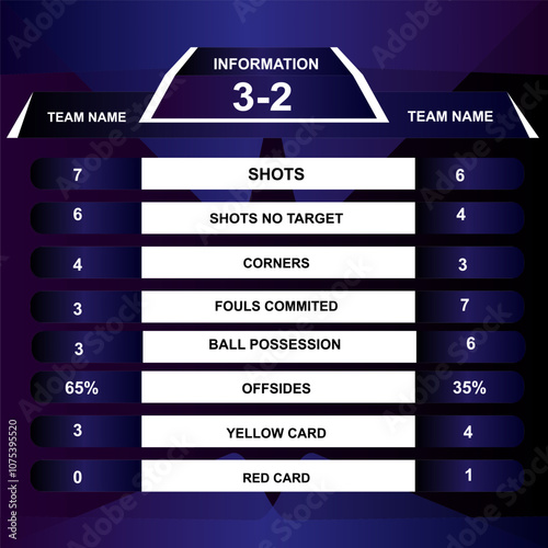 blue Soccer football scoreboard, Sport match Home Versus Away, Global stats broadcast graphic template