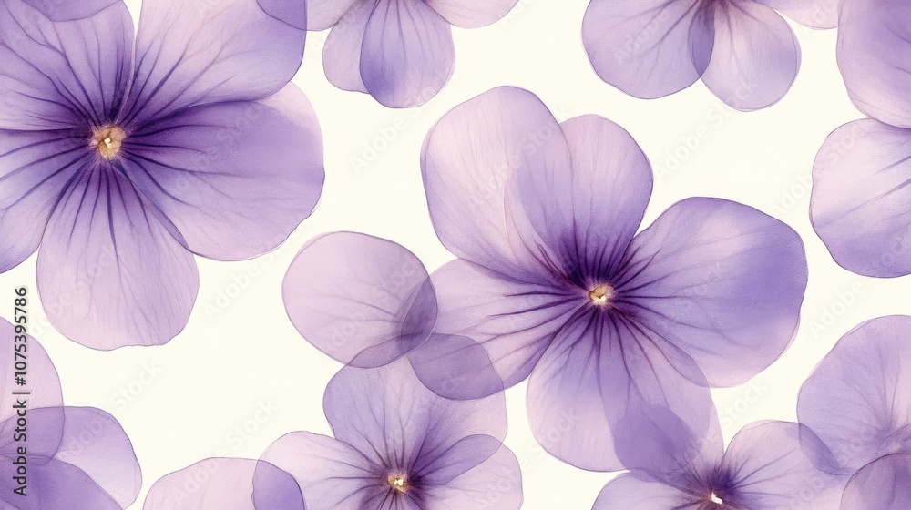 Obraz premium Delicate Purple Flower Petals on White Background