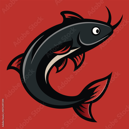 Solid color Goonch Catfish animal vector design photo