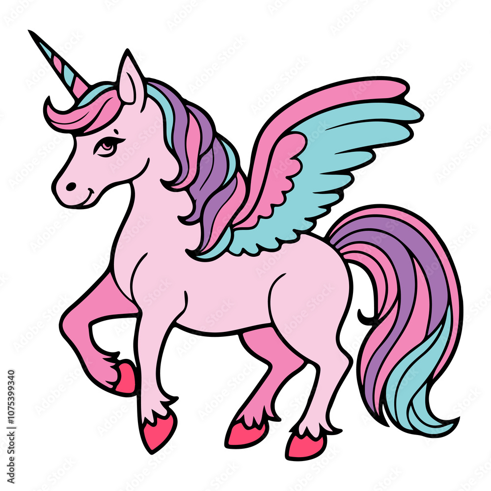 Unicorn clip art design on plain white transparent isolated background for card, shirt, hoodie, sweatshirt, apparel, card, tag, mug, icon, poster or badge Unicorn clip art design on plain white transparent isolated background for card, shirt, hoodie, sweatshirt, apparel, card, tag, mug, icon, poster or badge