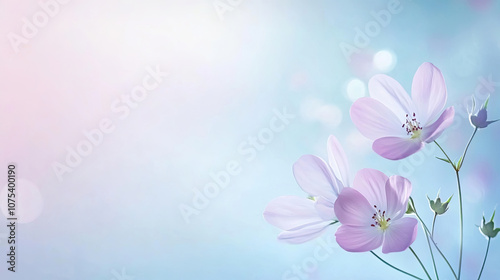 Fließender Farbverlauf in Blau und Rosa mit feinen Strukturen, wie ein Himmel im Frühling mit zarten Blüten – Eleganter Hintergrund photo