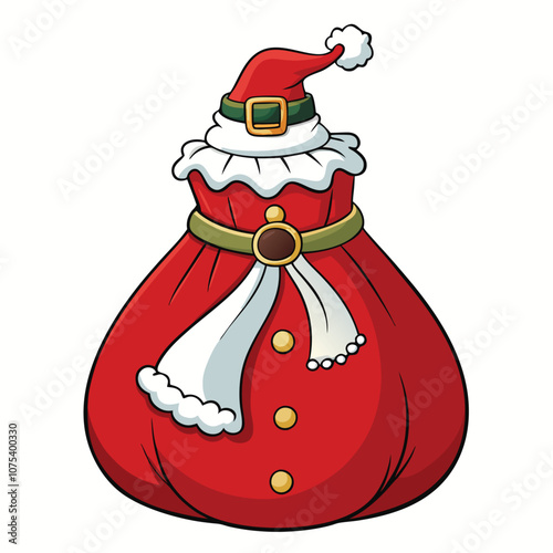 Santa's sack vector is isolated on a white background. Vector illustration