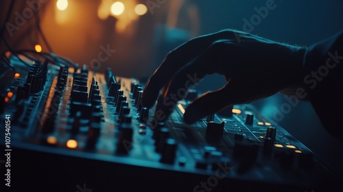 DJ Mixing Music on a Mixer photo