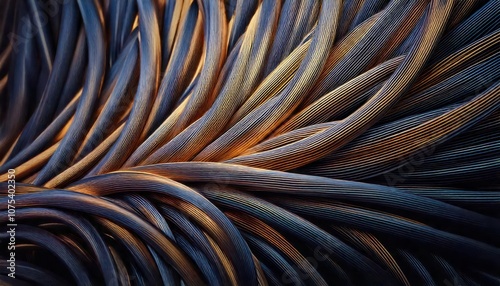 3d render of futuristic woven cables wires weave threaded texture closeup macro background